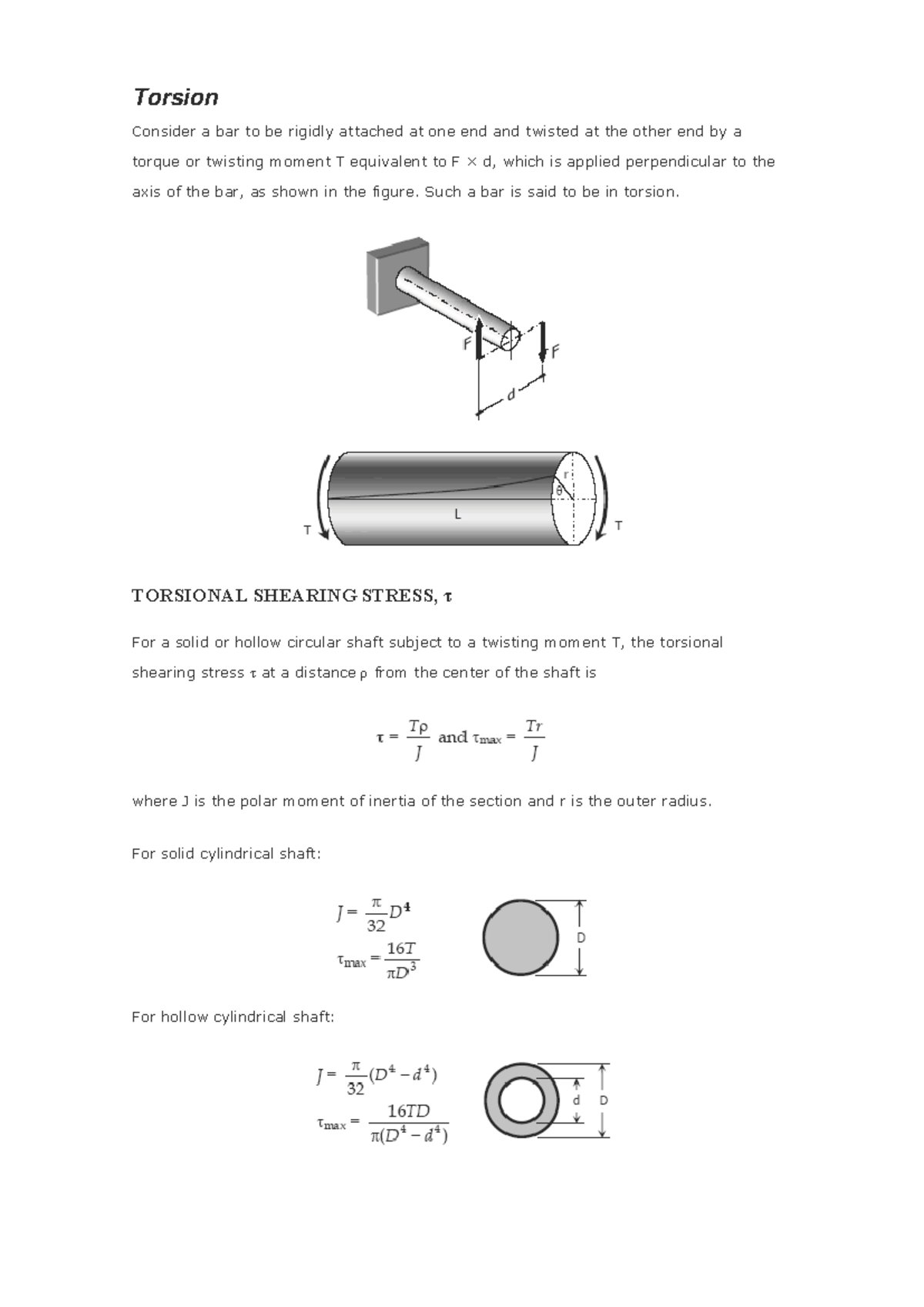 S.M. 4th [Soln]-C3 - Torsion and Shear Stress Analysis - Studocu