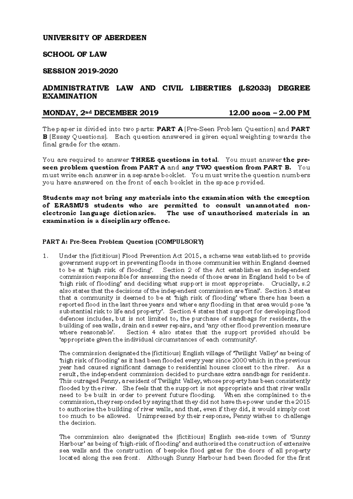 Admin Past Paper (2019-2020) Essay Questions - UNIVERSITY OF ABERDEEN ...