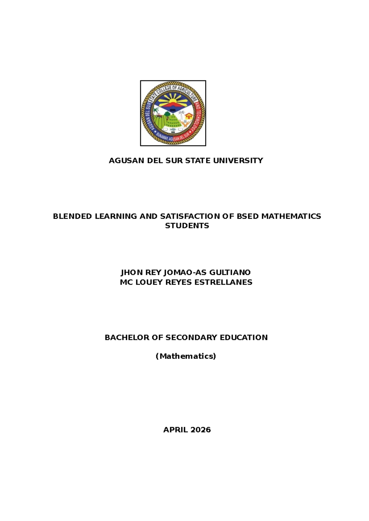 BSED Mathematics Thesis: Blended Learning & Student Satisfaction ...