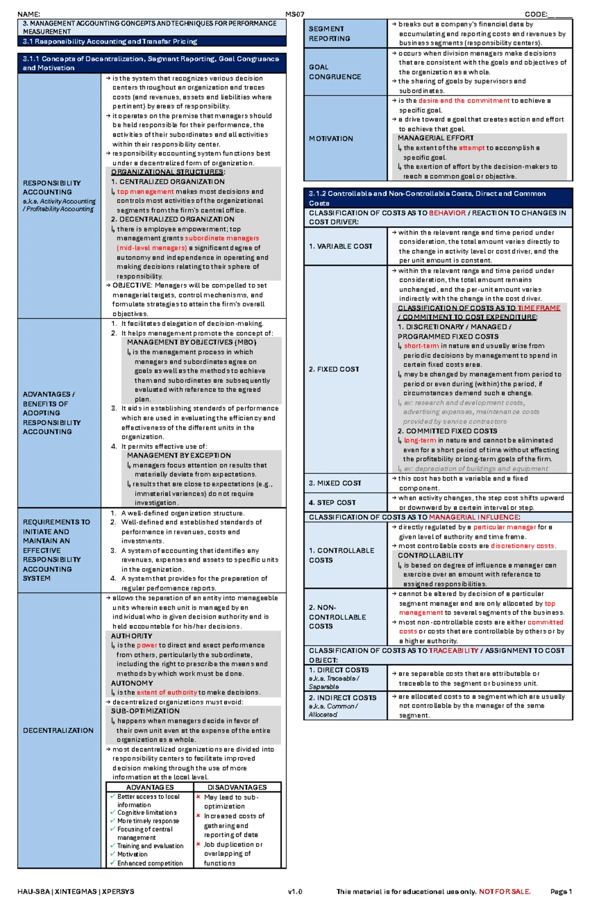 MS07E - Transfer Pricing Theory Questions & Answers - Studocu