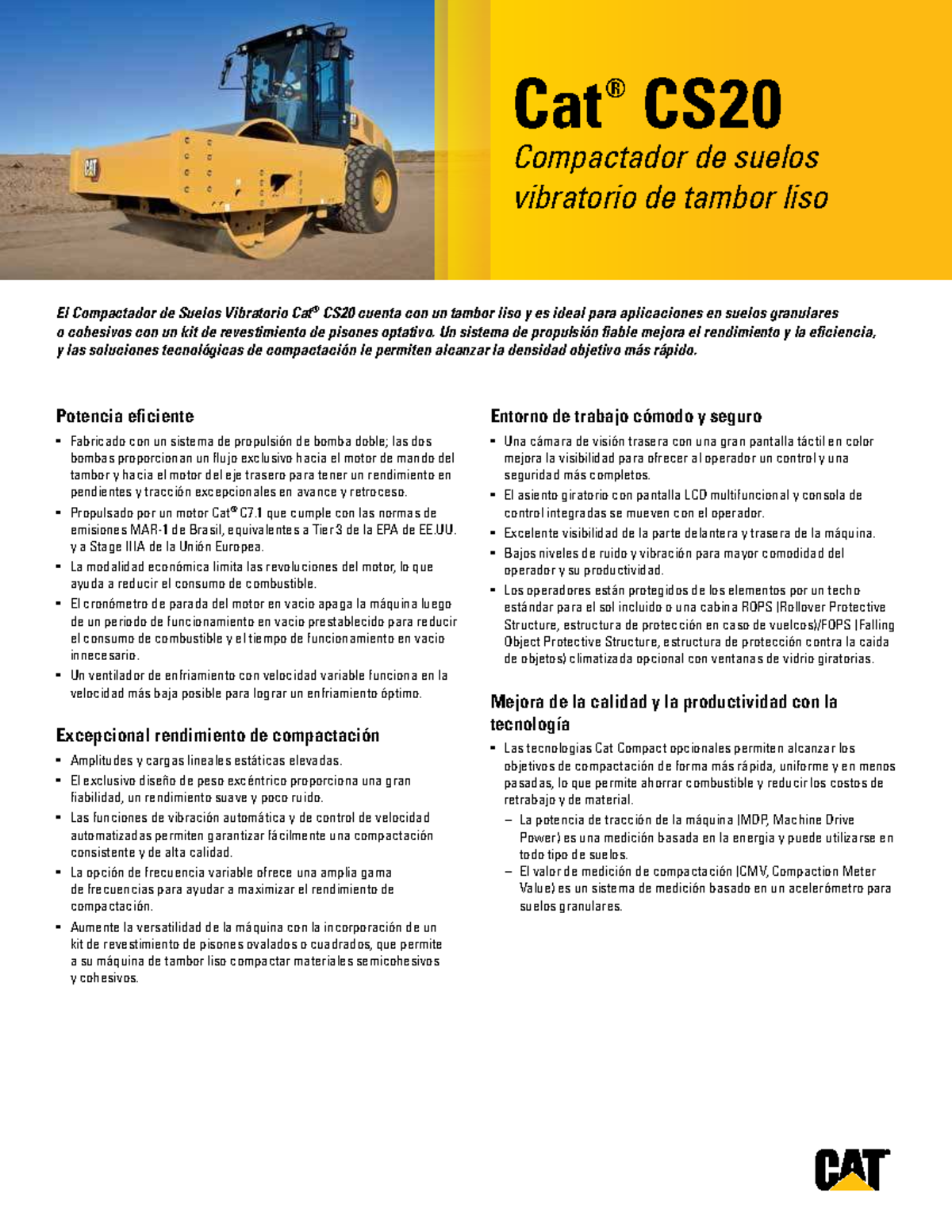 FICHA TÉCNICA DEL RODILLO COMPACTADOR CS20 - Studocu
