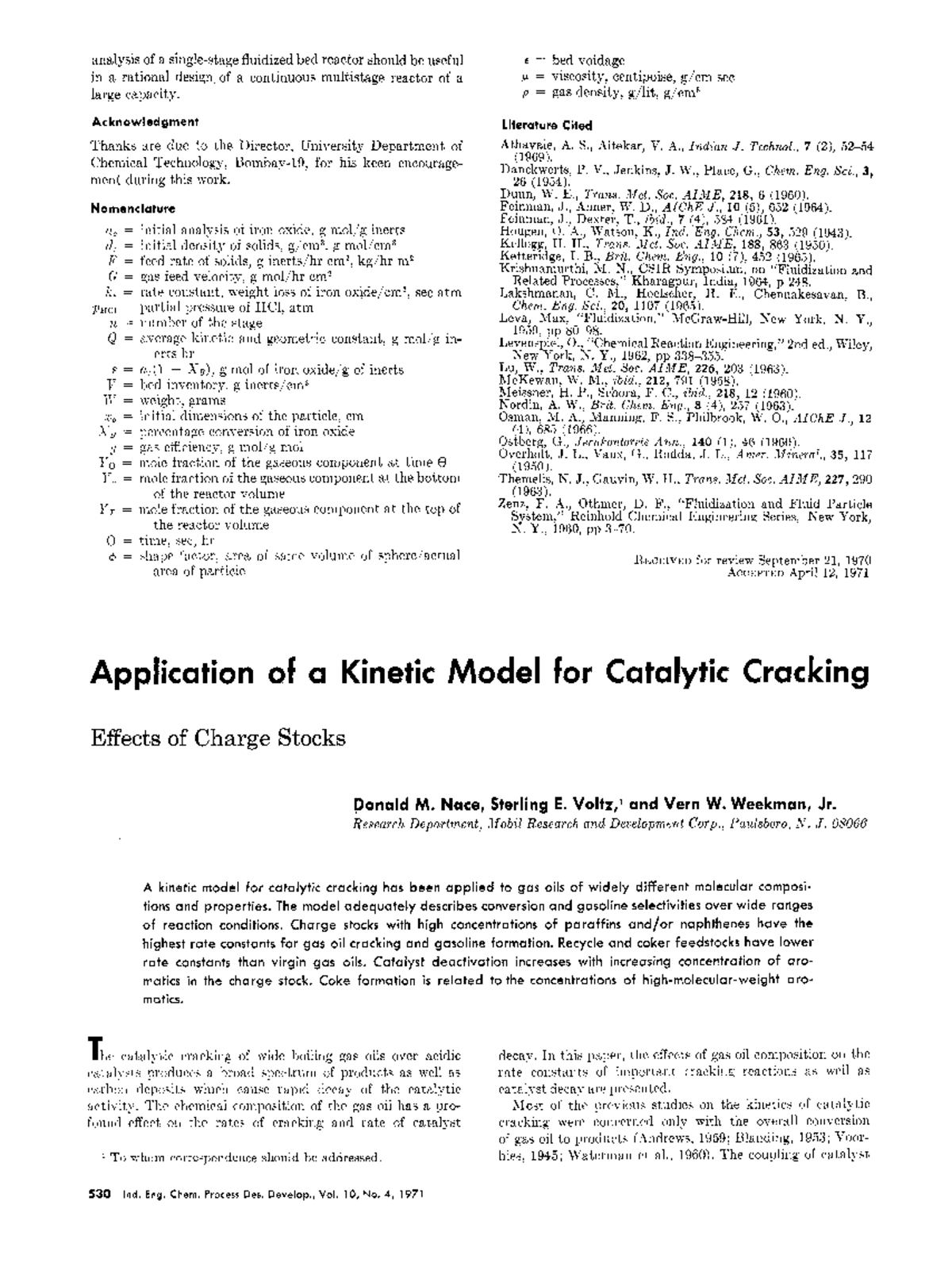 Kinetic Model Analysis for Catalytic Cracking in Fluidized Bed Reactors ...