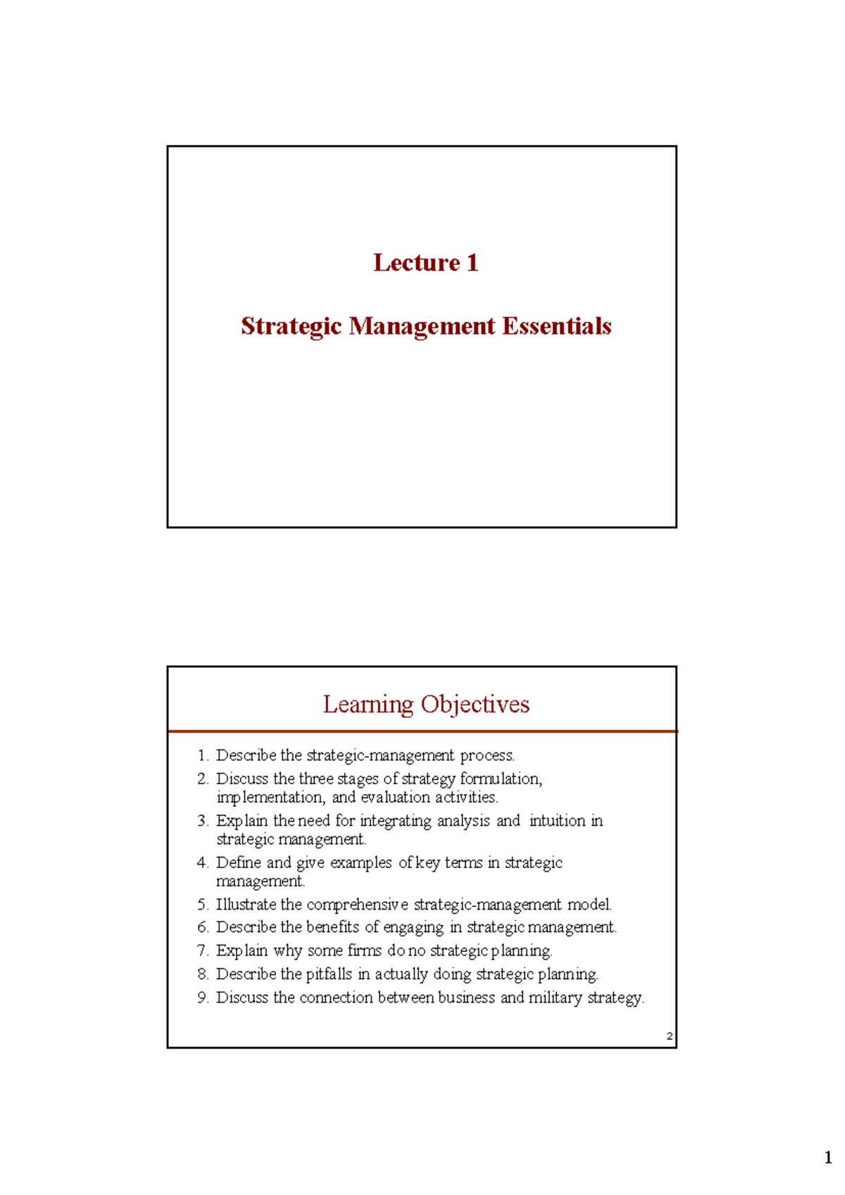 Lecture 1: Essentials of Strategic Management Overview - Studocu