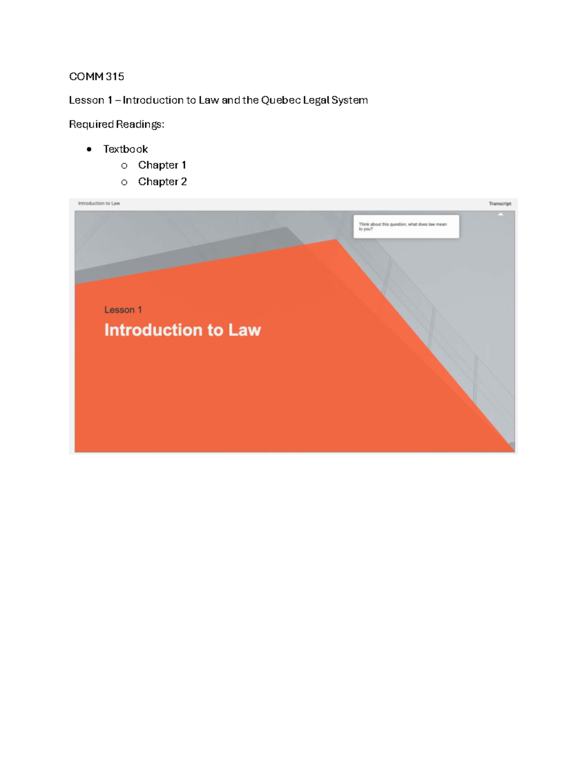 COMM 315 - Lesson 1 - Notes - COMM 315 - COMM 315 Lesson 1 ...