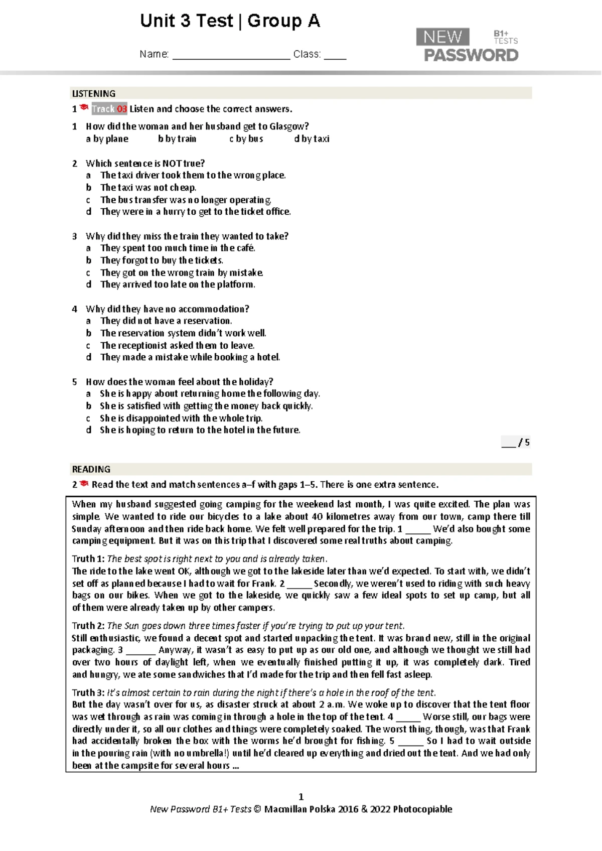 New Password B1+ UT 3A