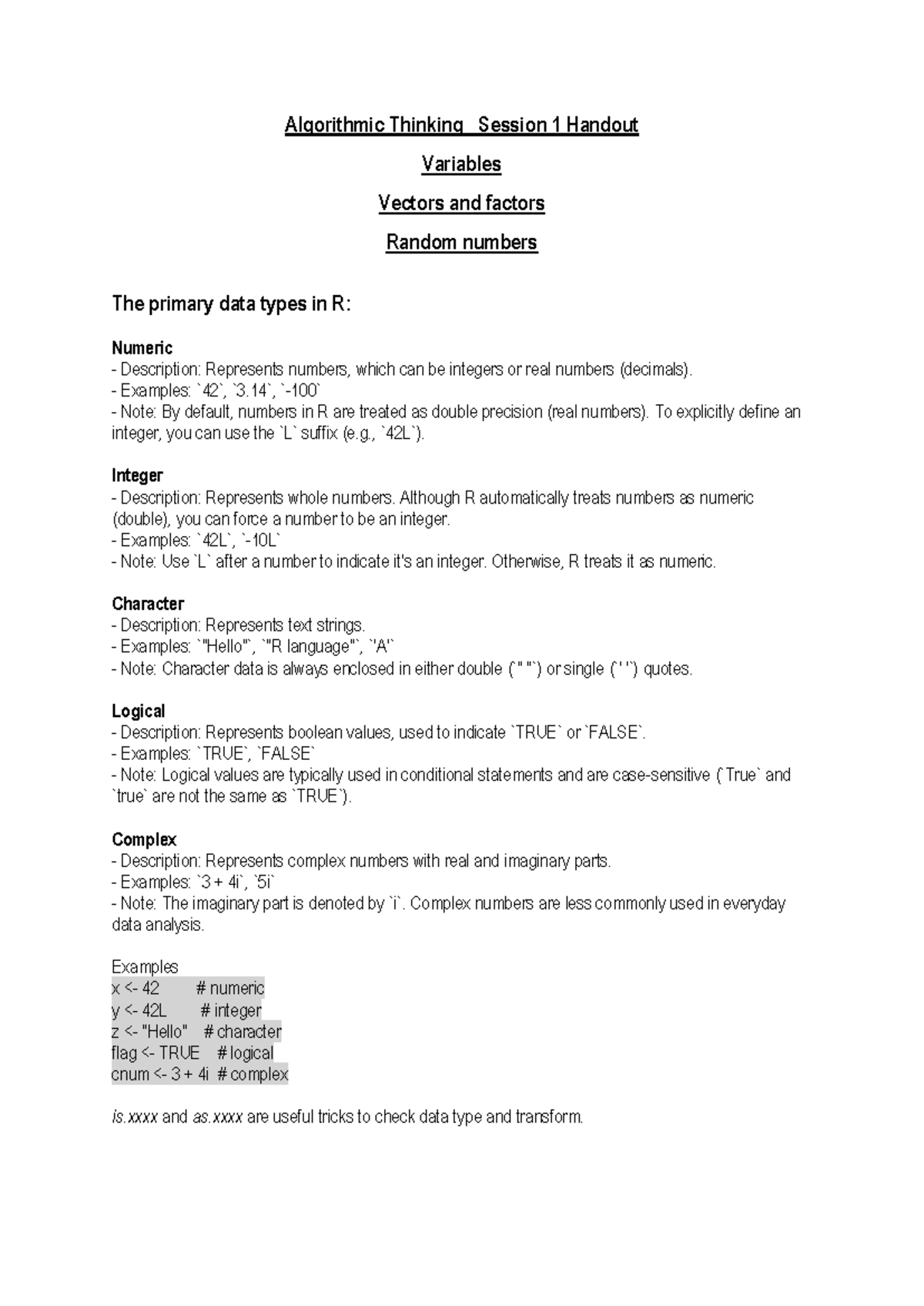 AT S1 Handout - Notes - Algorithmic Thinking Session 1 Handout ...