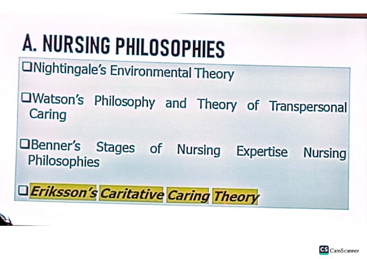 NURSING PHILOSOPHIES Lecture: Caritative Caring by Katie Eriksson CS ...