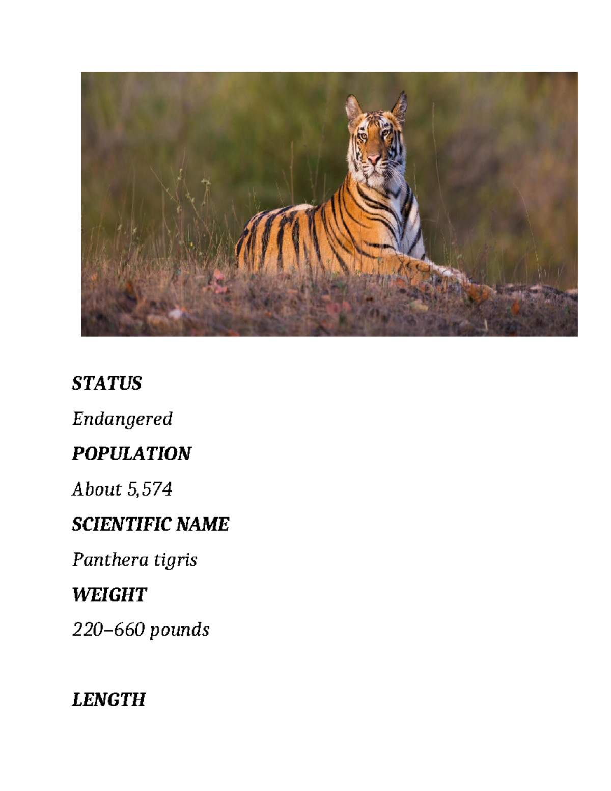 Status of Endangered Species - Science Assignment - Studocu