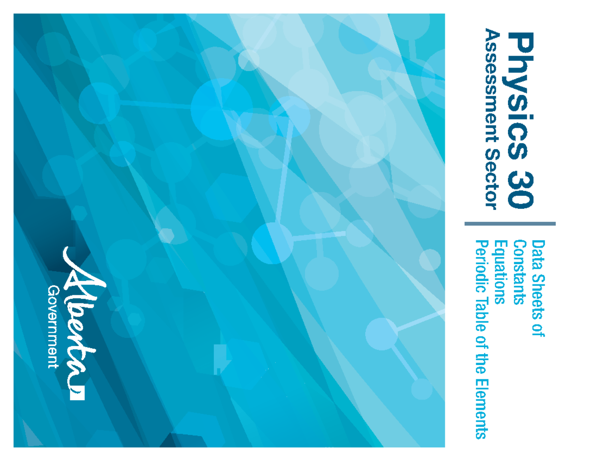 Physics 30 Data Booklet: Constants, Equations & Key Principles - Studocu