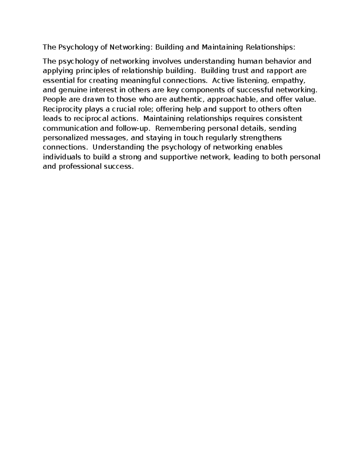 The Psychology of Networking - Building trust and rapport are essential ...