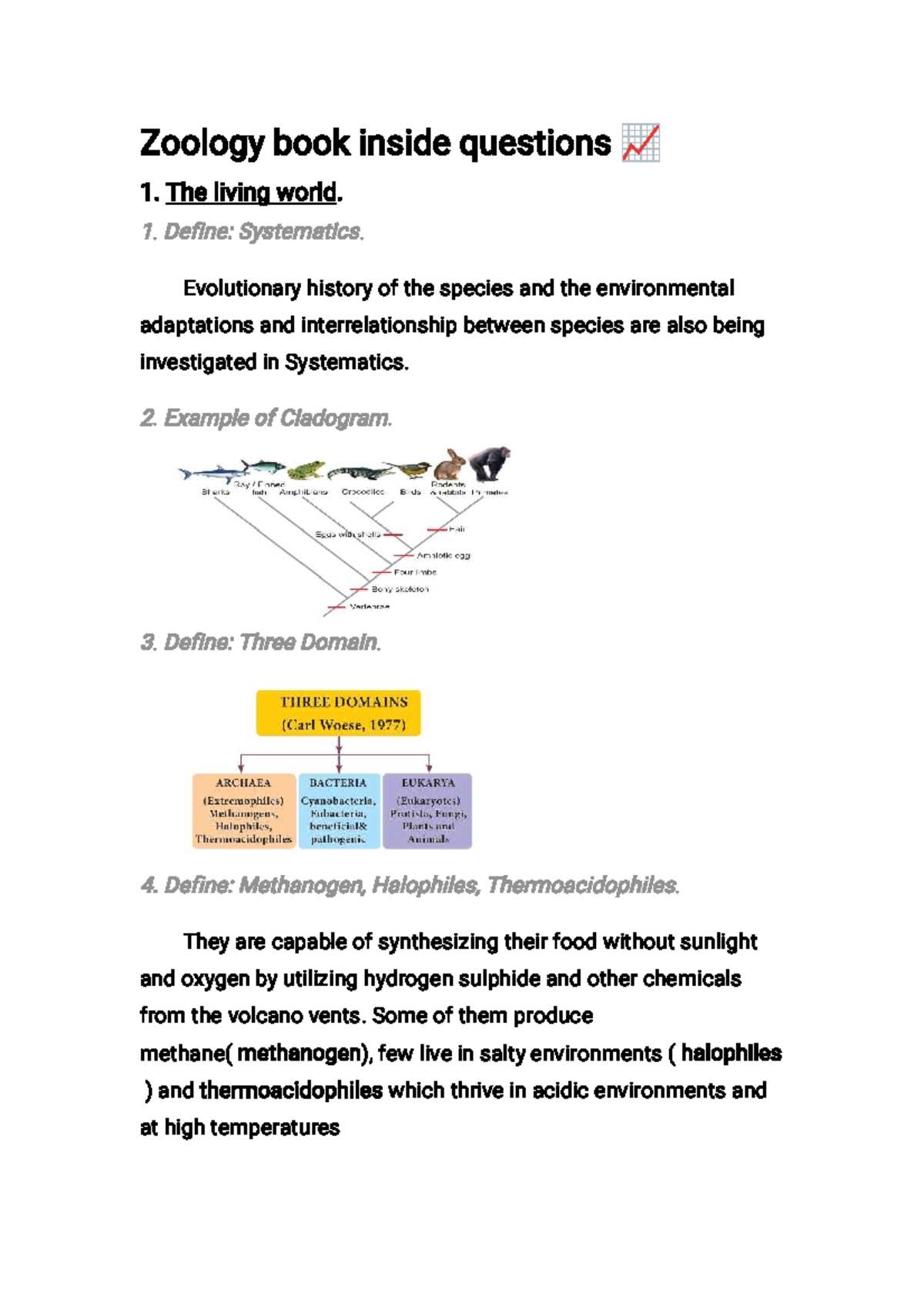 Zoology 101: Key Concepts and Questions from Chapter 1 - Studocu