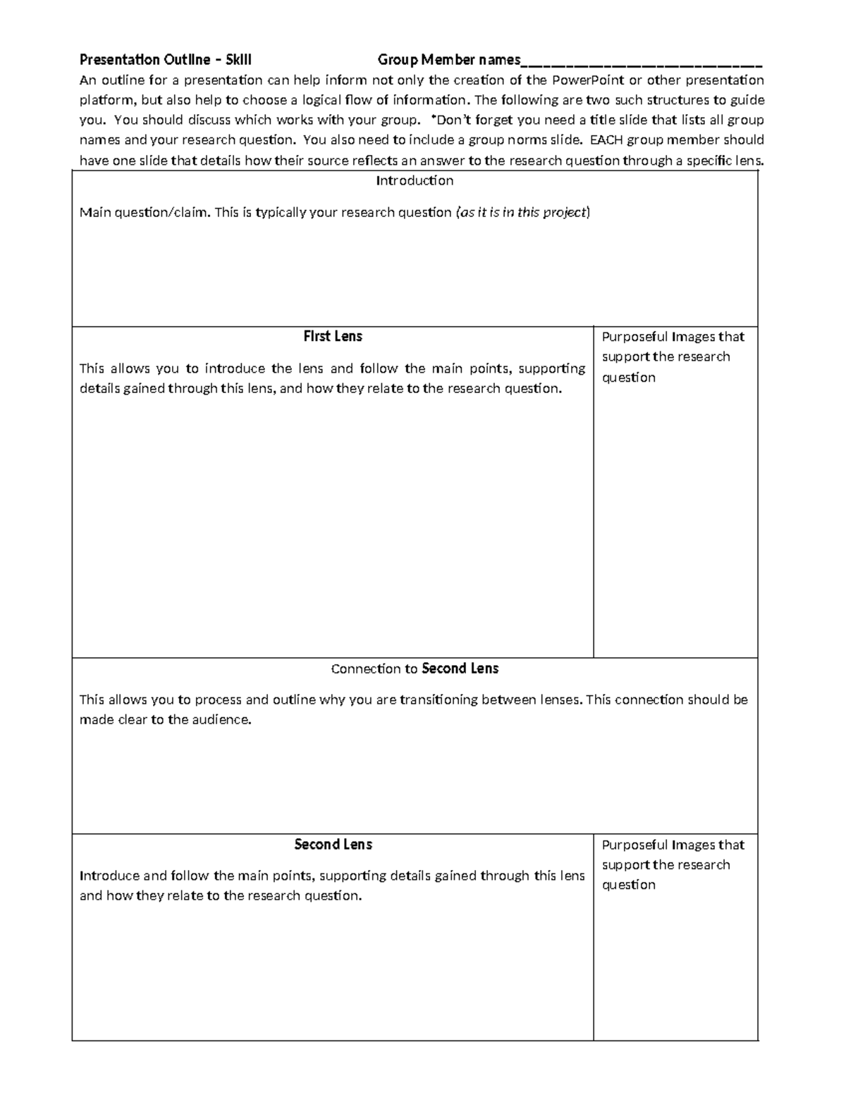 Presentation Outline for Group Project: Research Question Analysis ...