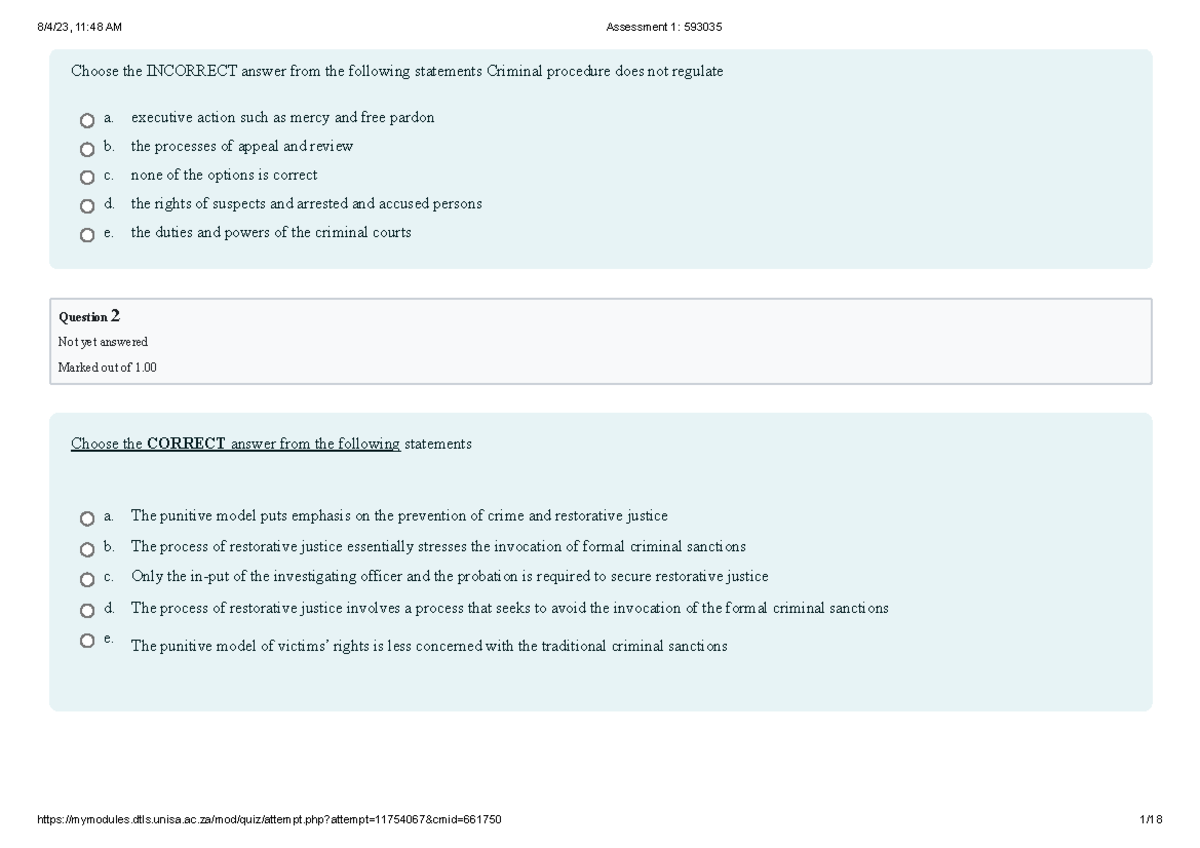 CPR3701 Assessment 1 Questions with Criminal Procedure Focus - Studocu