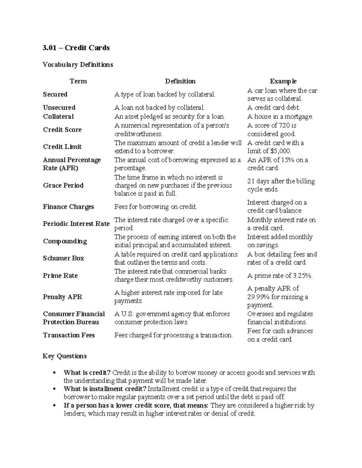 Module 3: Credit Card & Loan Insights in Personal Finance - Studocu