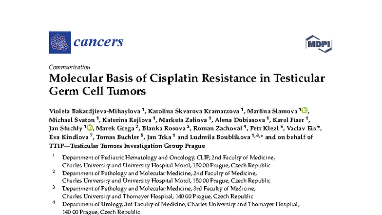 Molecular Basis of Cisplatin Resistance in Testicular Germ Cell Tumors ...