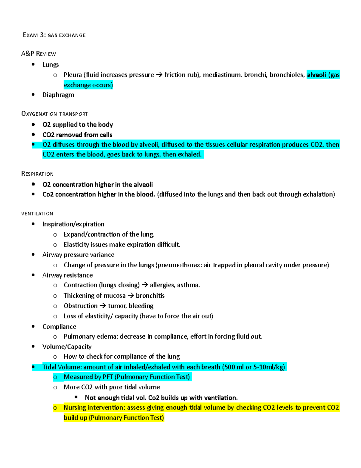 Oxygenation Exam 3: Comprehensive Review of Gas Exchange Mechanisms ...