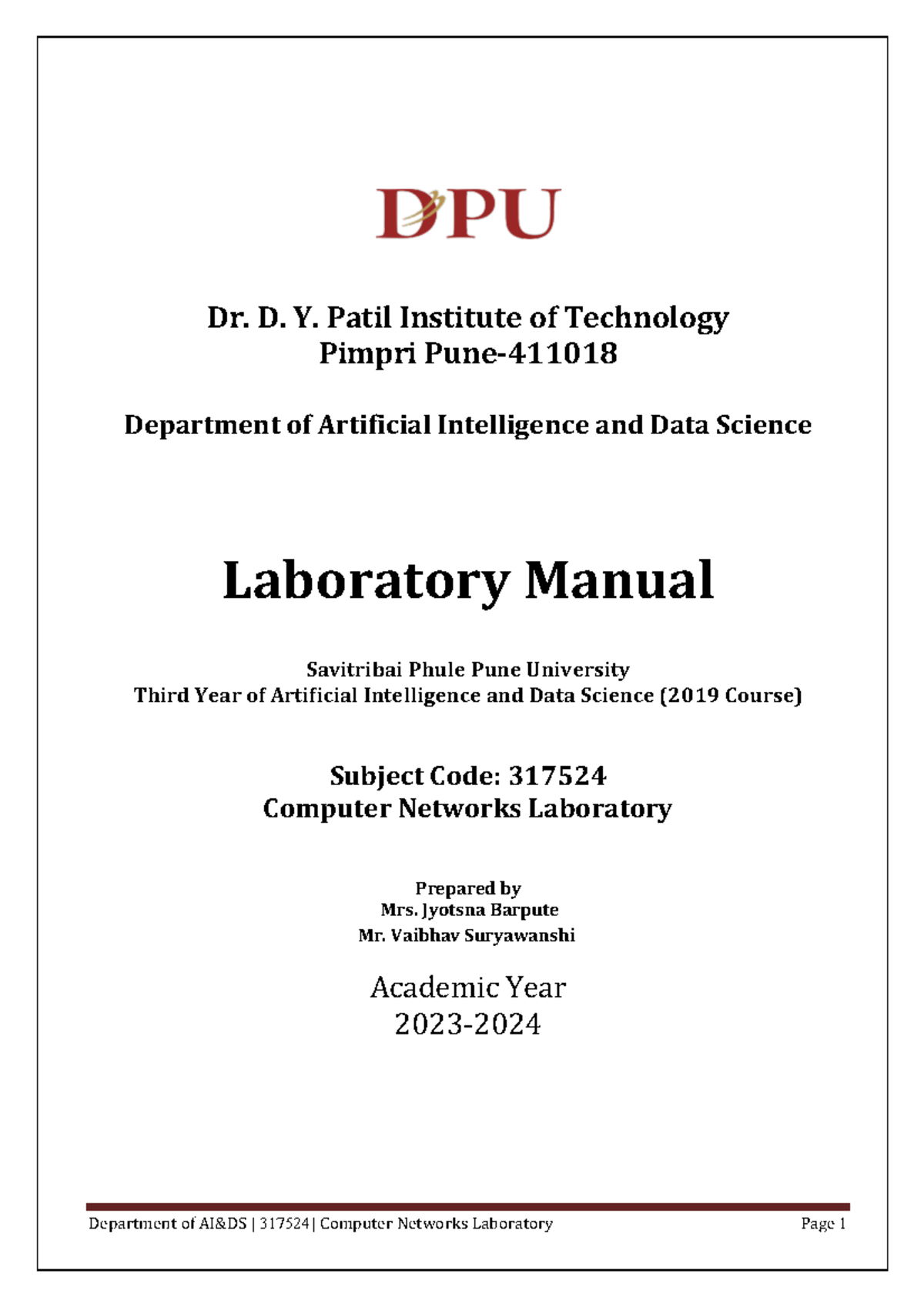 **New Title: Computer Networks Lab Manual (Course Code: 317524) - 3rd ...