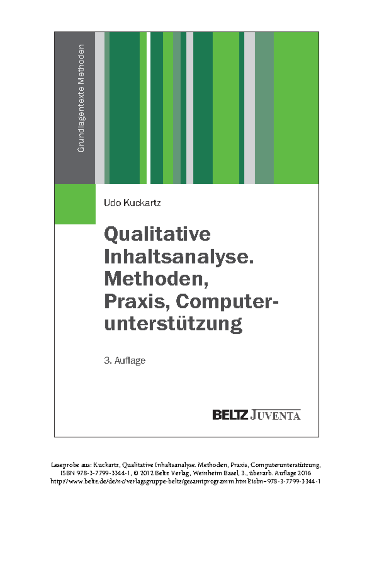 Qualitative Inhaltsanalyse: Grundlagen und Methoden (Kurscode: KUCKARTZ ...