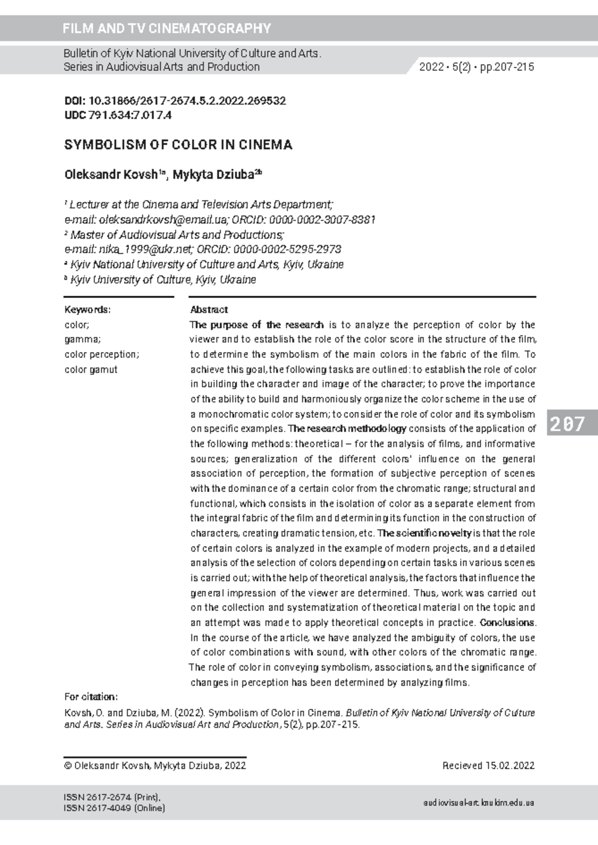 FILM AND TV CINEMATOGRAPHY: Symbolism of Color in Cinema (2022) - Studocu