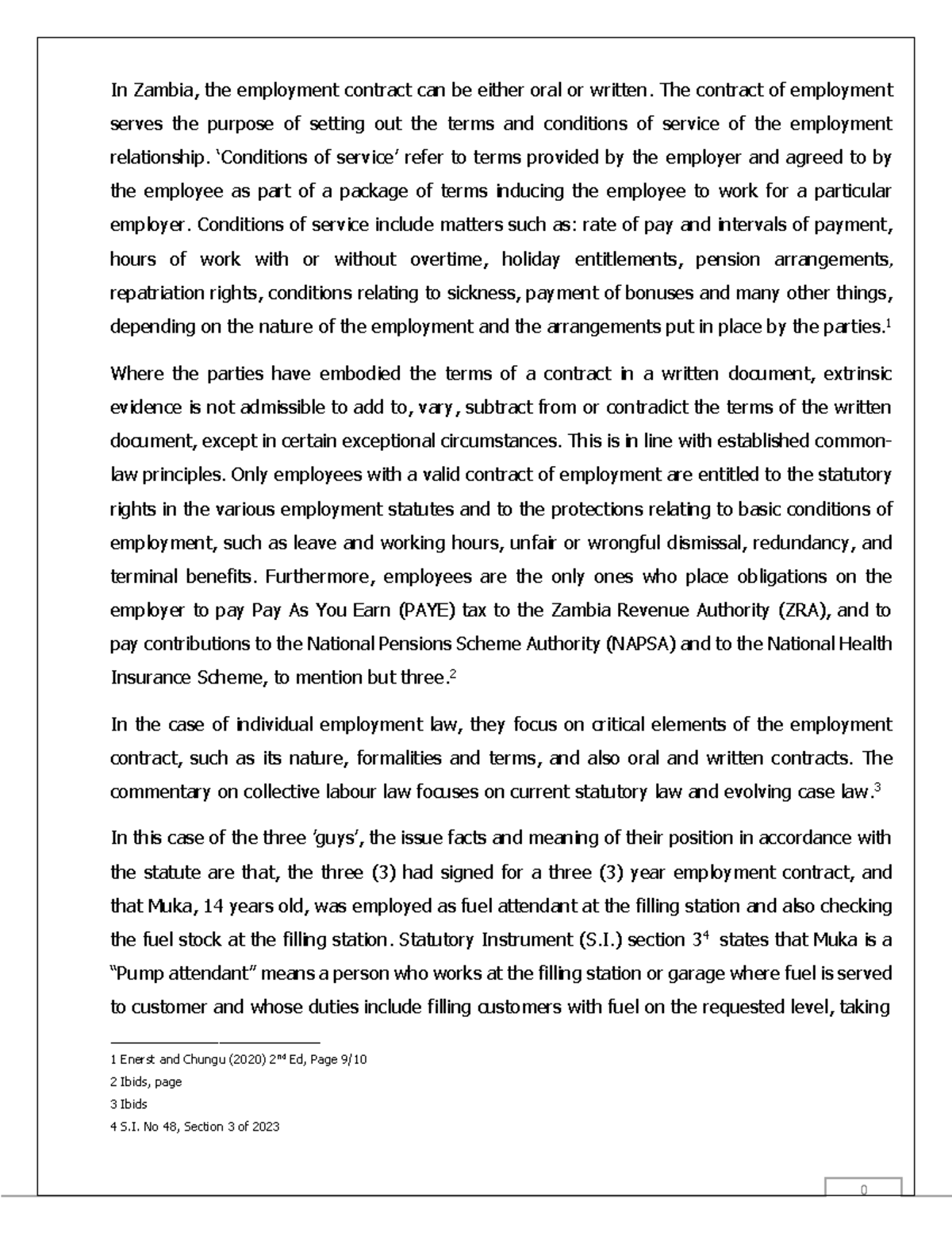 ZL 101: Employment Law Analysis of Contract Terms and Conditions - Studocu
