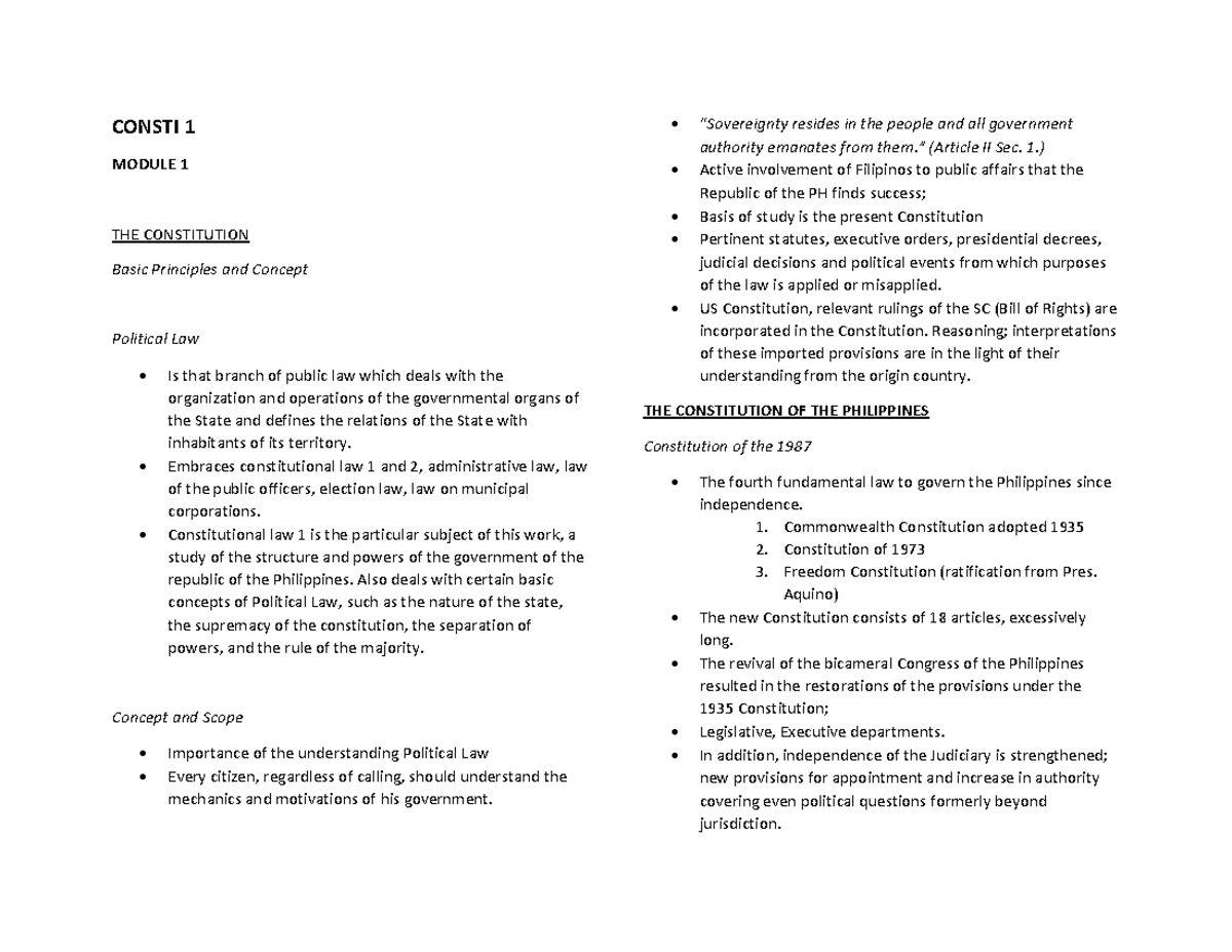 Constitutional Law 1: Overview of the Philippine Constitution and ...