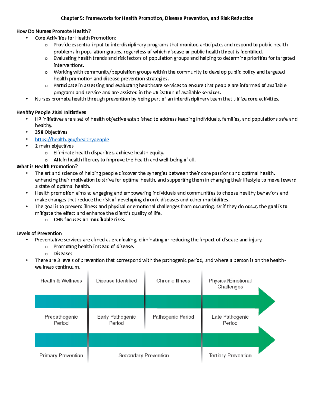 Chapter 5 - Health Promotion & Disease Prevention Study Guide - Studocu