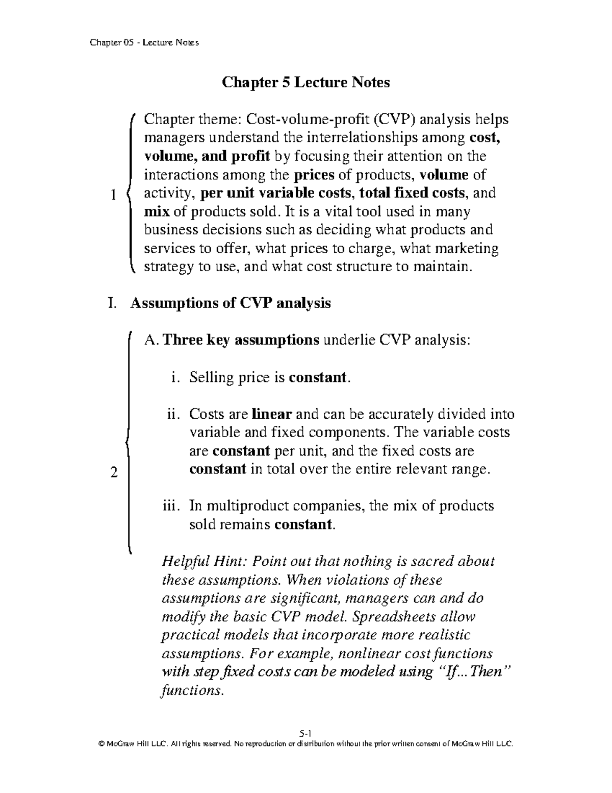 Cost-Volume-Profit (CVP) Analysis Lecture Notes - Chapter 05 Insights ...