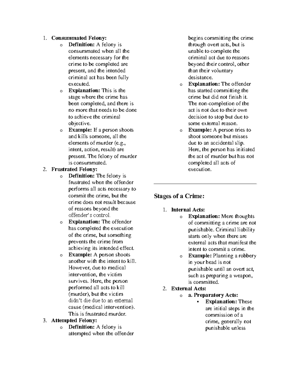 Chapt 6 - crimlaw - crim law chap 6 - 1. Consummated Felony: o ...