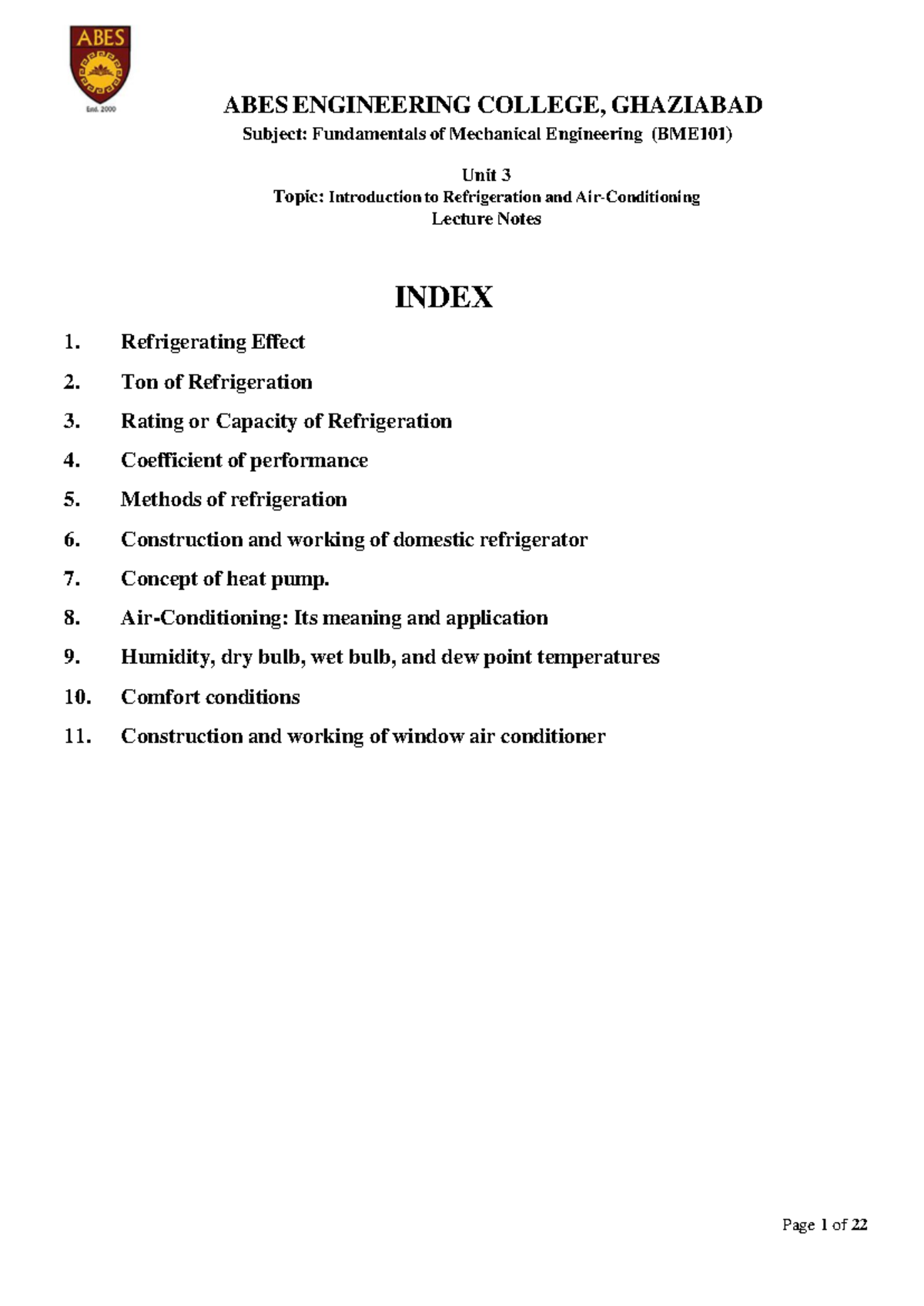 Unit 3 mechanical - Subject: Fundamentals of Mechanical Engineering ...