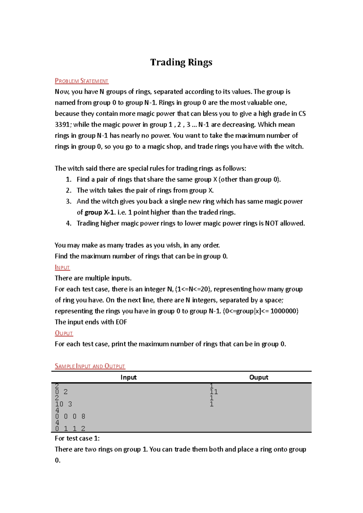 Trading Rings Problem Statement - CS 593 Analysis - Studocu