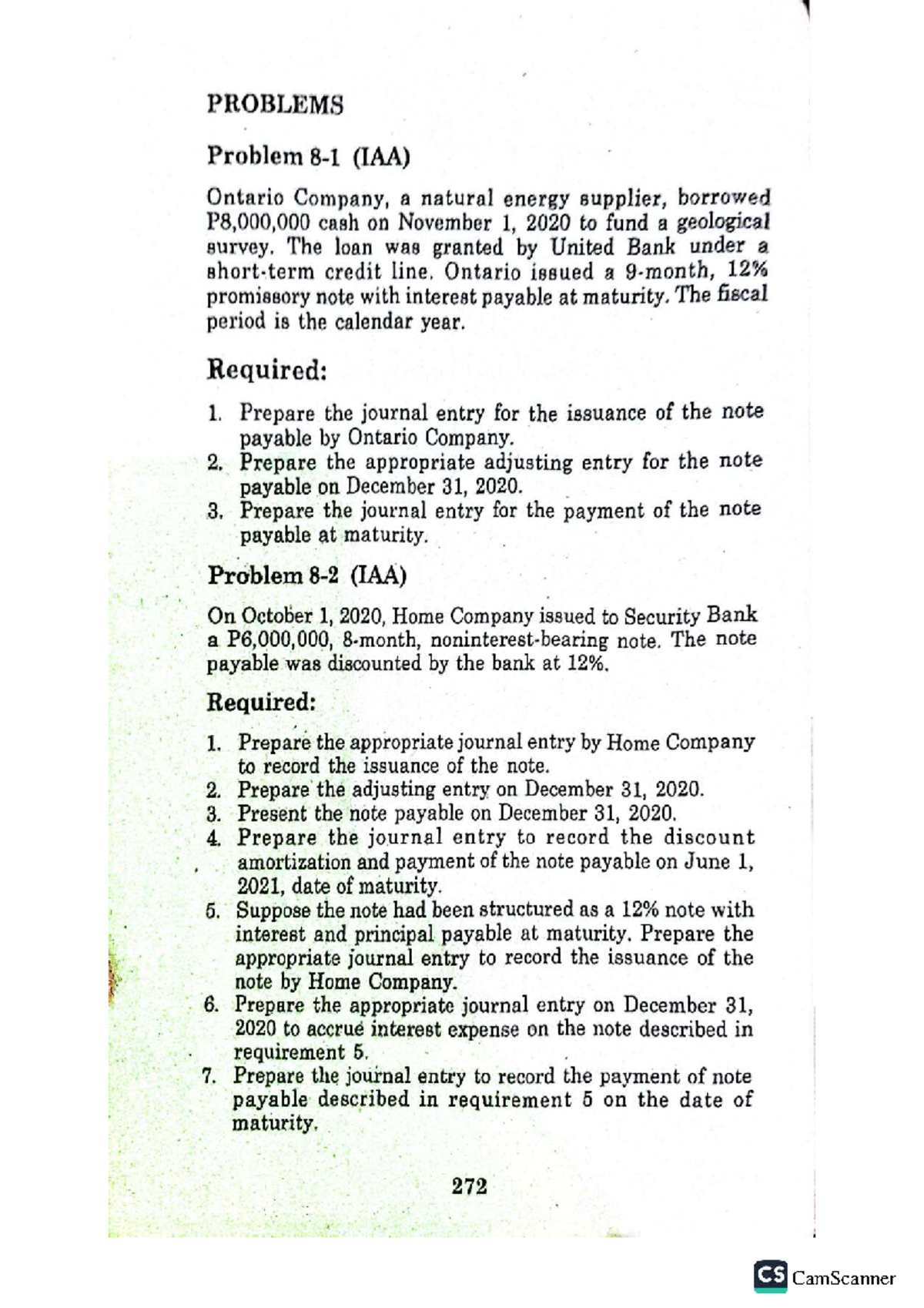 Journal Entries and Adjustments for Notes Payable (ACC 272 CS) - Studocu