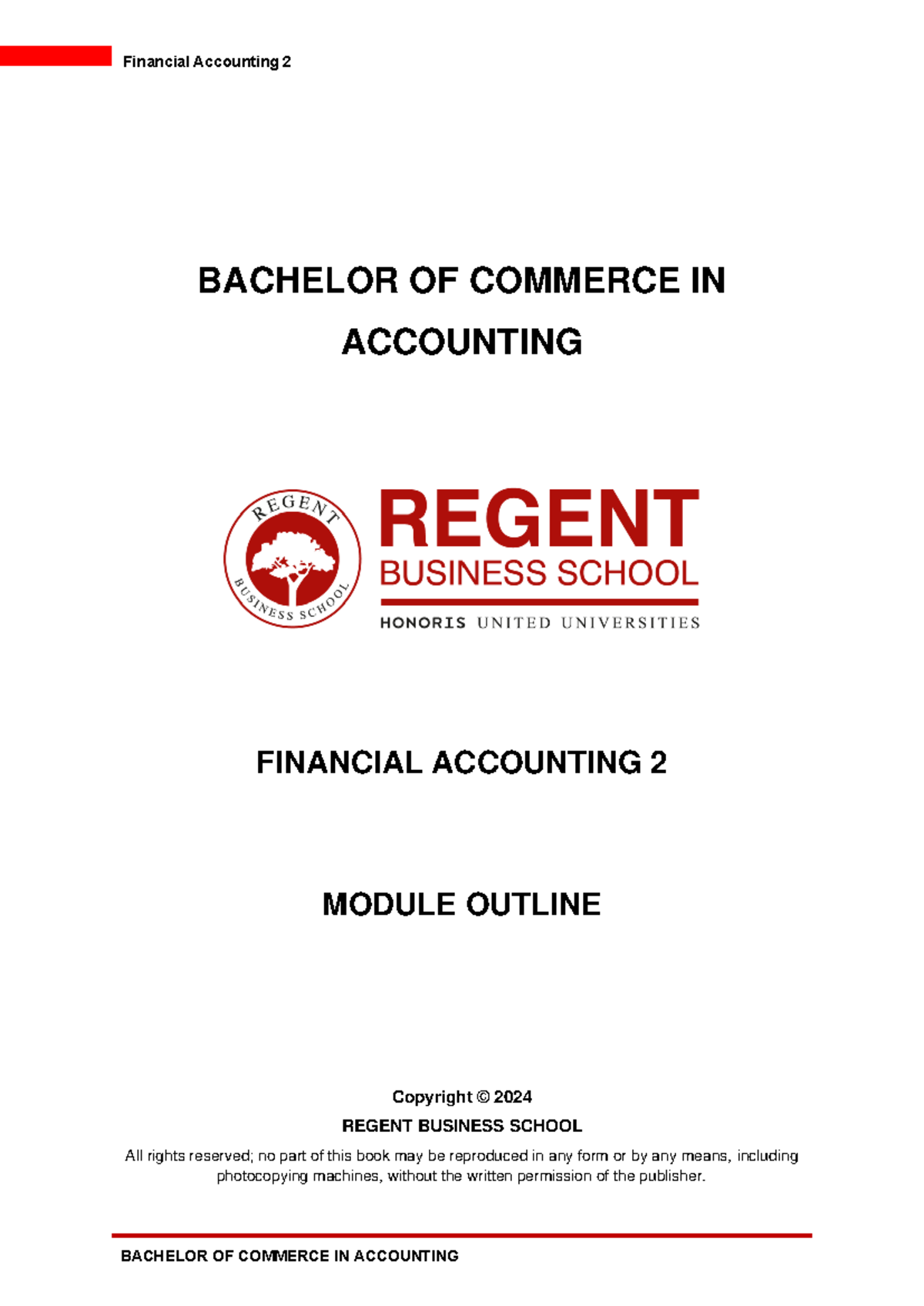 Financial Accounting 2: Comprehensive Module Outline for BCom ...