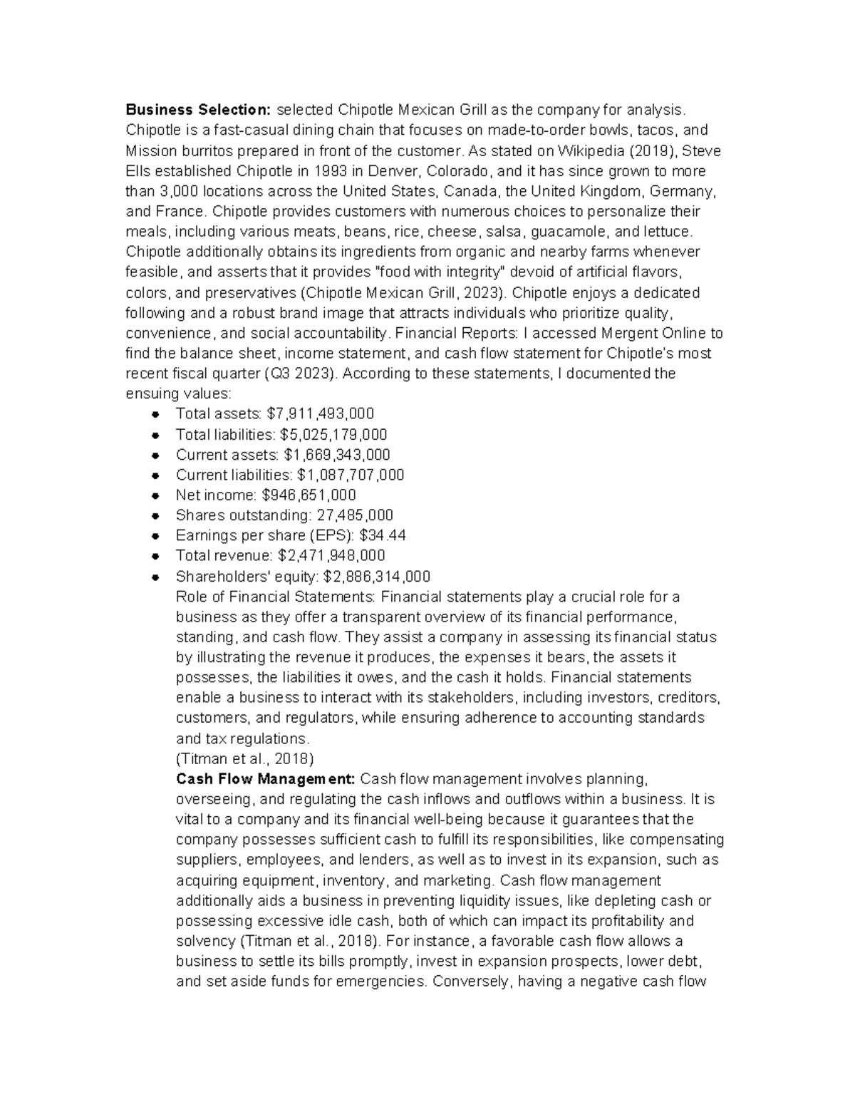 2-2 Final Project Milestone One: Chipotle Financial Analysis Overview ...