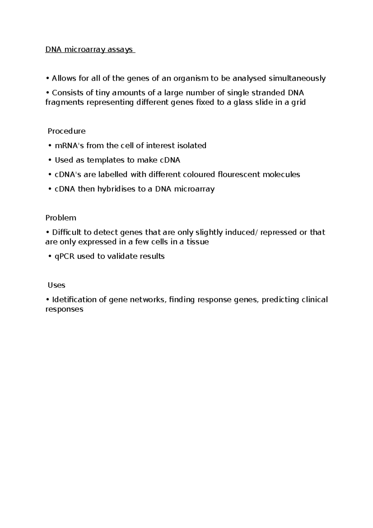 DNA microarray assays - Assignment notes - DNA microarray assays Allows ...