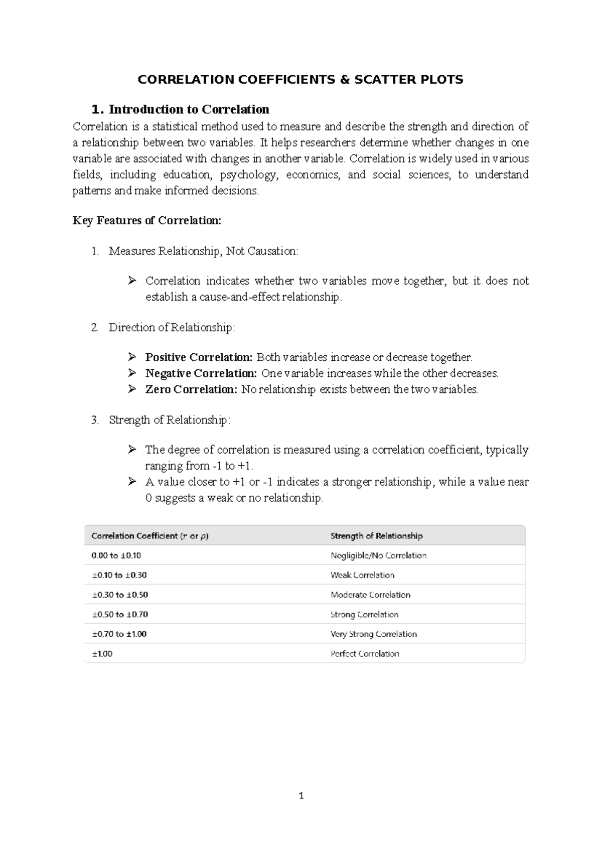 Correlations lecture notes: Understanding correlation coefficients and ...