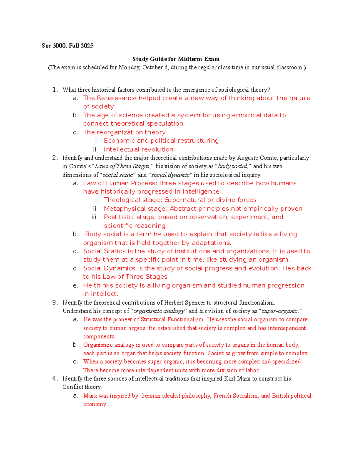 Study Guide for SOC 3000 Midterm Exam - Fall 2025 - Studocu