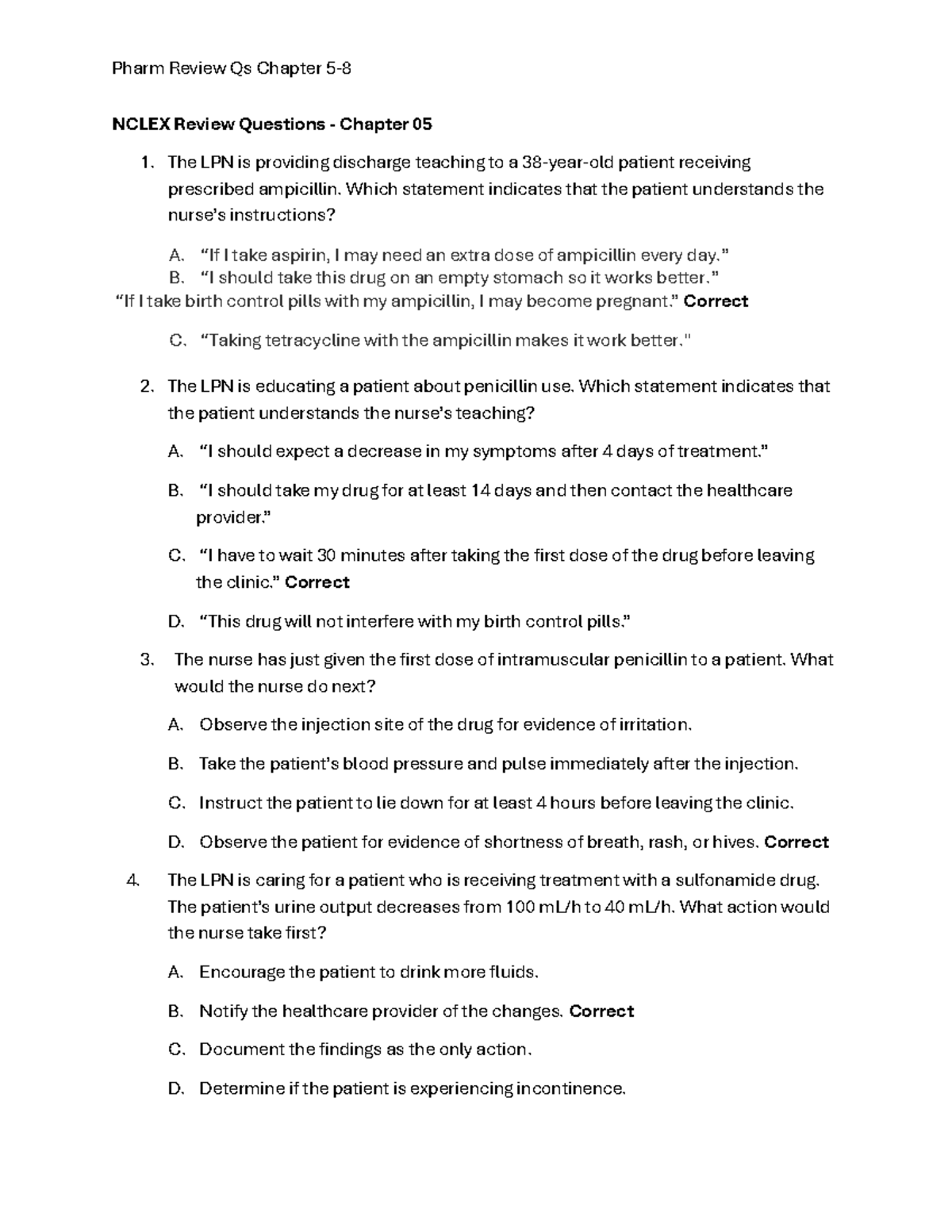 NCLEX Review - Chapters 5 to 8 Study Guide for Nursing Students - Studocu