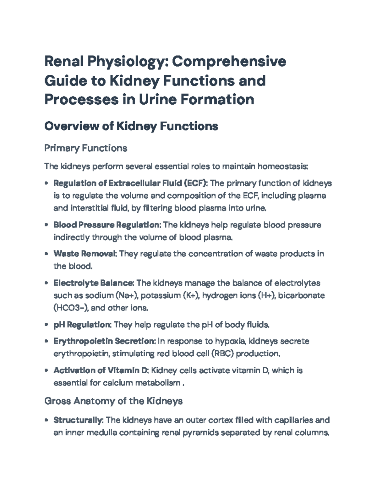Renal Physiology (BIO 302): Kidney Functions & Homeostasis Overview ...
