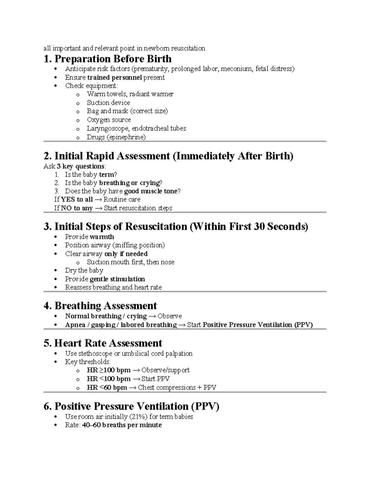 Newborn Resuscitation Guidelines: Key Steps and Considerations - Studocu