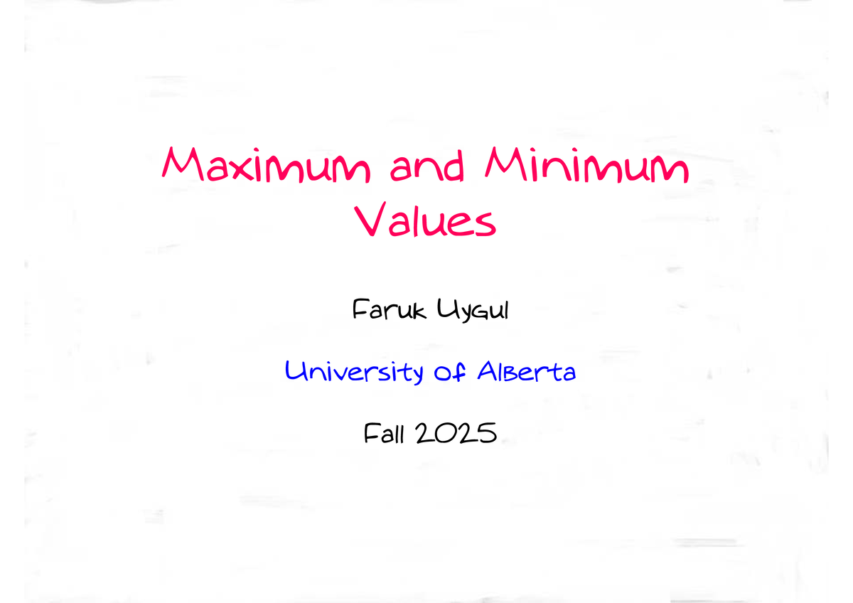Maximum and Minimum Values in Calculus (MATH 2025) with Solutions - Studocu
