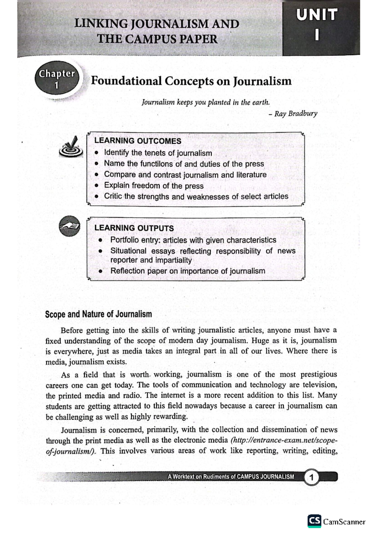 Campus Journalism: Foundational Concepts and Practices - Studocu