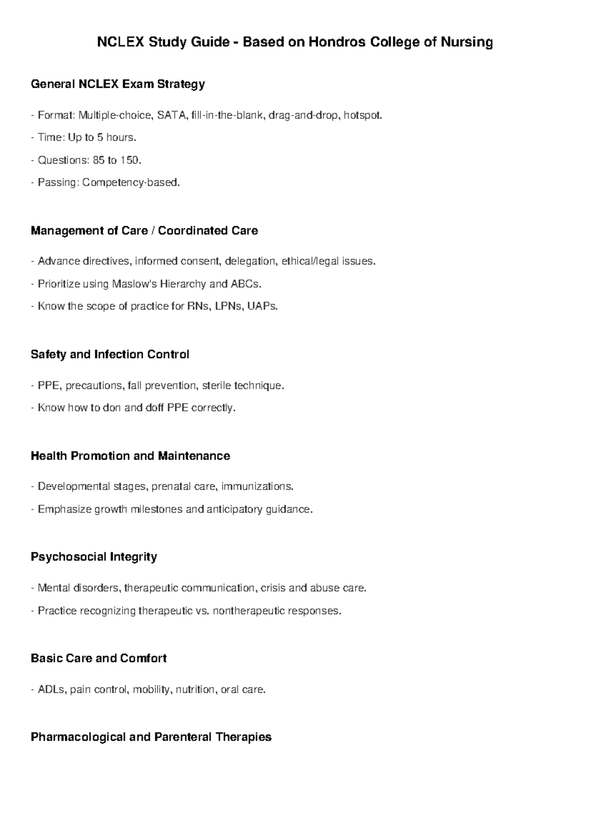Hondros NCLEX Study Guide: Strategies for Success and Key Topics - Studocu