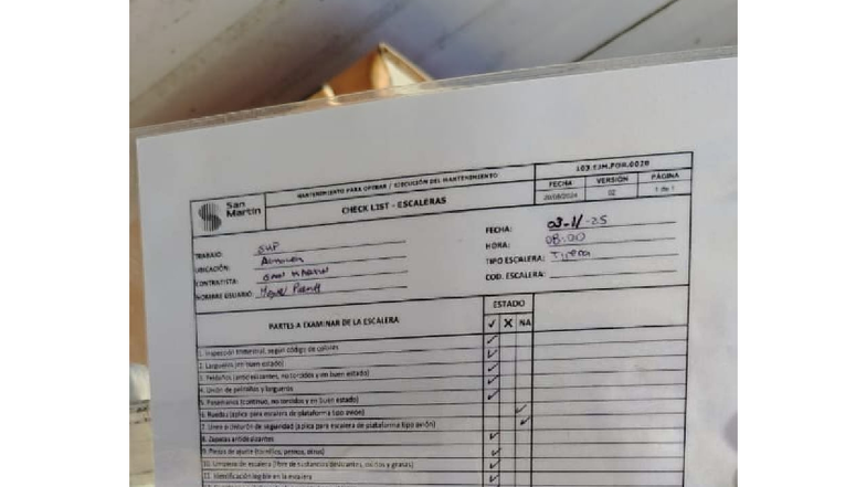 Checklist de Mantenimiento para Escalera de 4 Peldaños - Martin 103.EJM ...