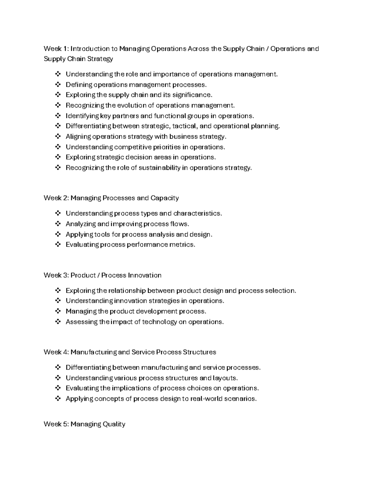 Operations Management Overview: Concepts & Strategies for OSC 101 - Studocu