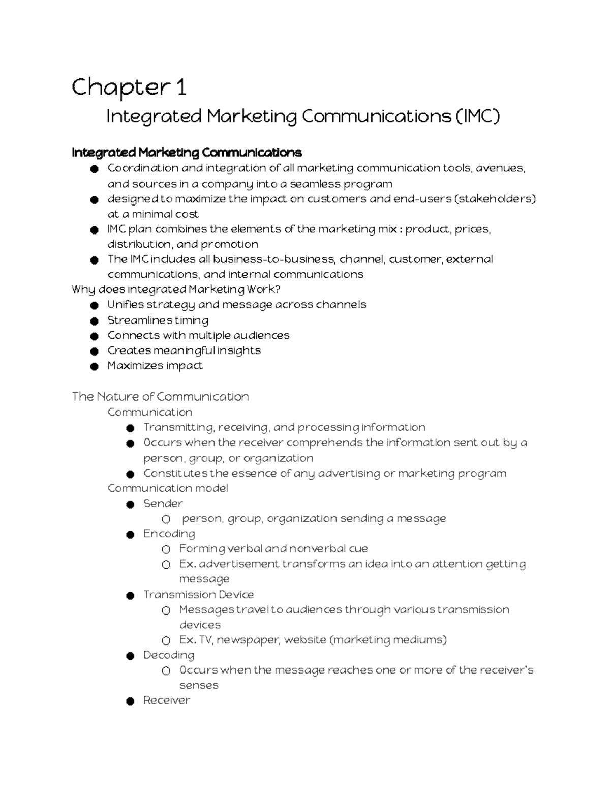 BUS134B - Integrated Marketing Communications Lecture Notes Chapters 1 ...
