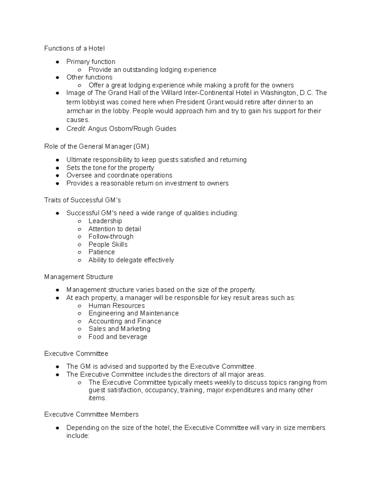Chapter 8: Key Functions and Operations of Lodging Management - Studocu