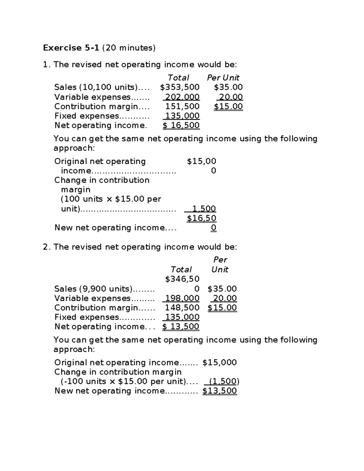 Chapter 5 Solutions - Exercise Analysis and Net Operating Income ...