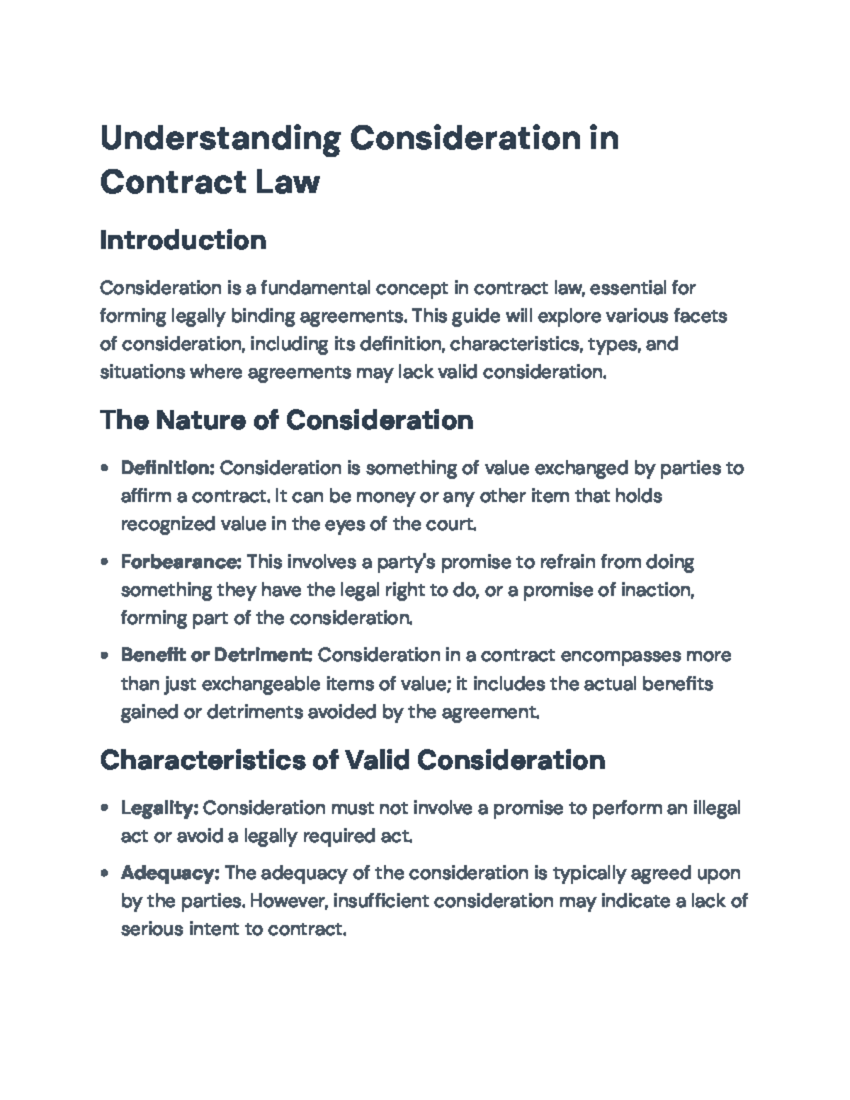 Understanding Consideration in Contract Law: Definitions and Types ...