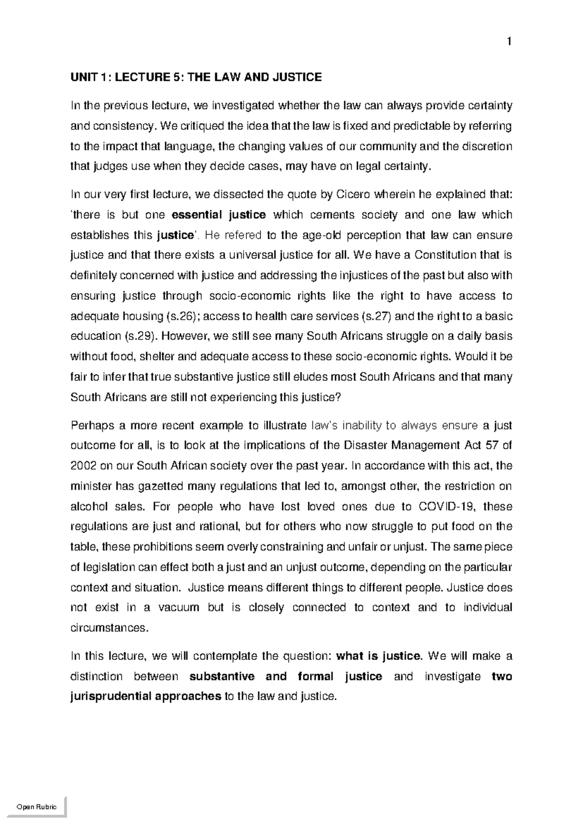 1.5 Lecture: Understanding Law and Justice in Context - Studocu