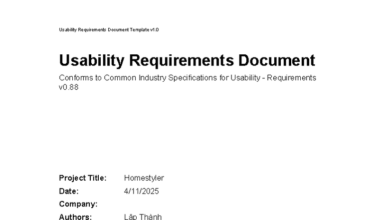 Usability requirements document template v1-0 - Usability Requirements ...